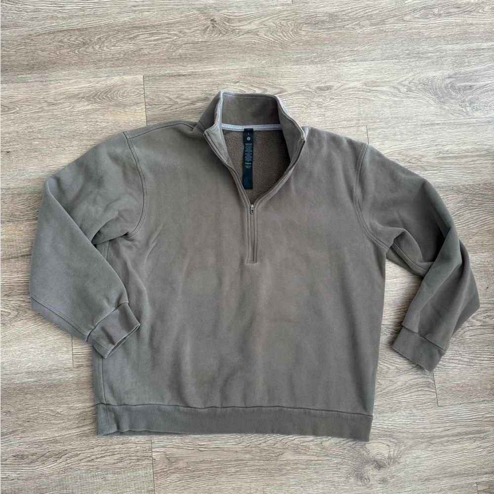 Men's Lulu Lemon Brown Quarter-Zip Sweater